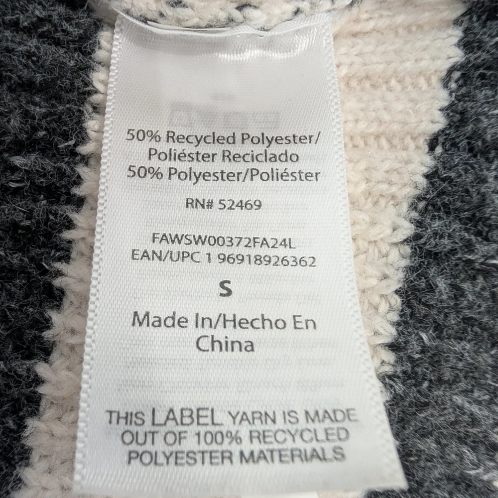 Free Assembly Unisex Half Zip Sweater Size Small Chunky Knit Black Stripes - Picture 4 of 12